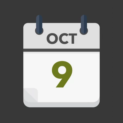 Calendar icon showing 9th October