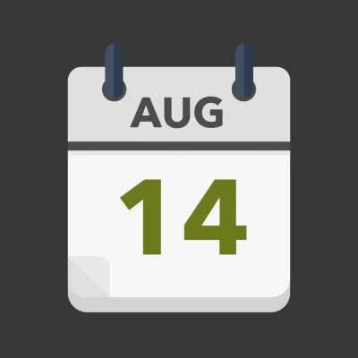 Calendar icon showing 14th August