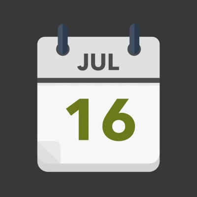 Calendar icon showing 16th July