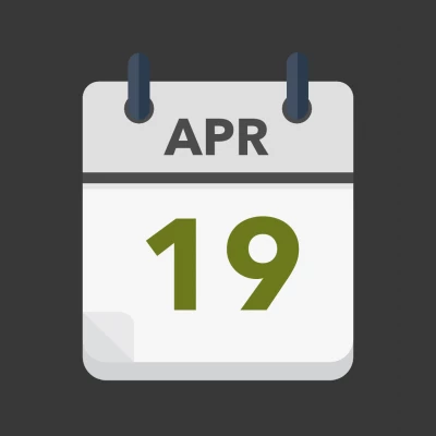 Calendar icon showing 19th April