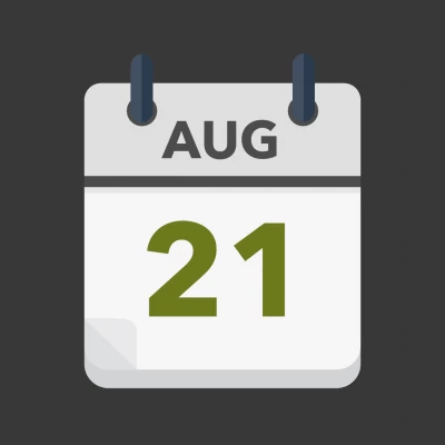 Calendar icon showing 21st August