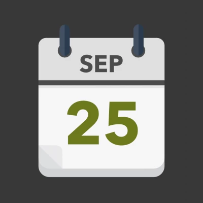 Calendar icon showing 25th September