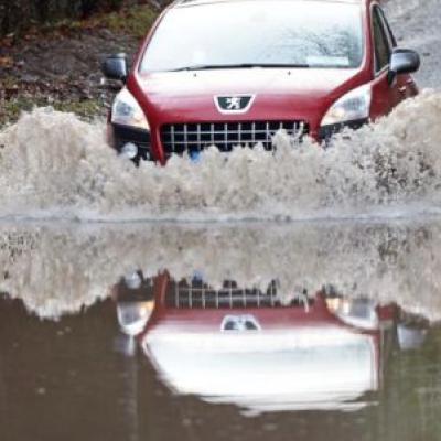 Car in flood